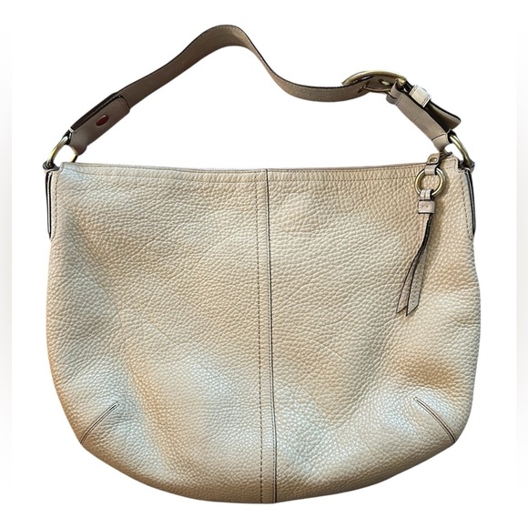 Coach | Women’s cream pebbled leather round bottom over the shoulder purse, OS - Picture 10 of 10
